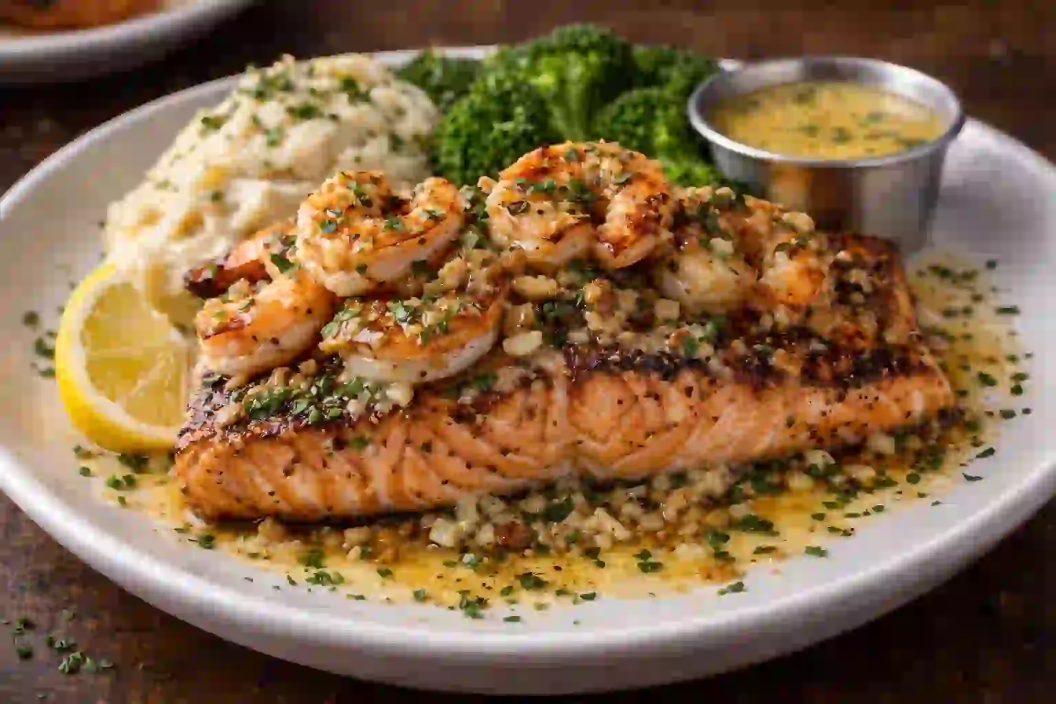 Lemon-Garlic Salmon & Shrimp Plate